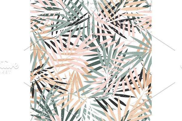 Tropical palm leaves seamless