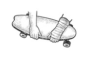 Skateboard and broken arm sketch