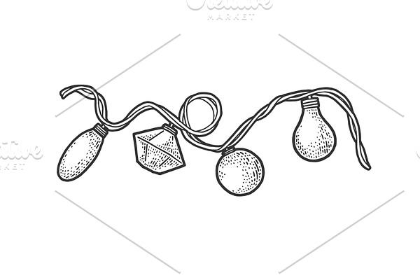 Christmas garland sketch vector