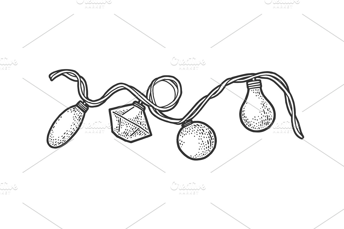 Christmas garland sketch vector in Objects - product preview 8