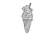 ice cream cone sketch vector