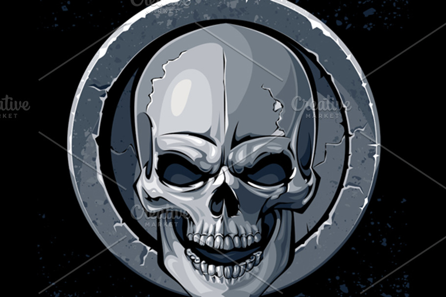 Skull in Stone Vector Art in Illustrations - product preview 8