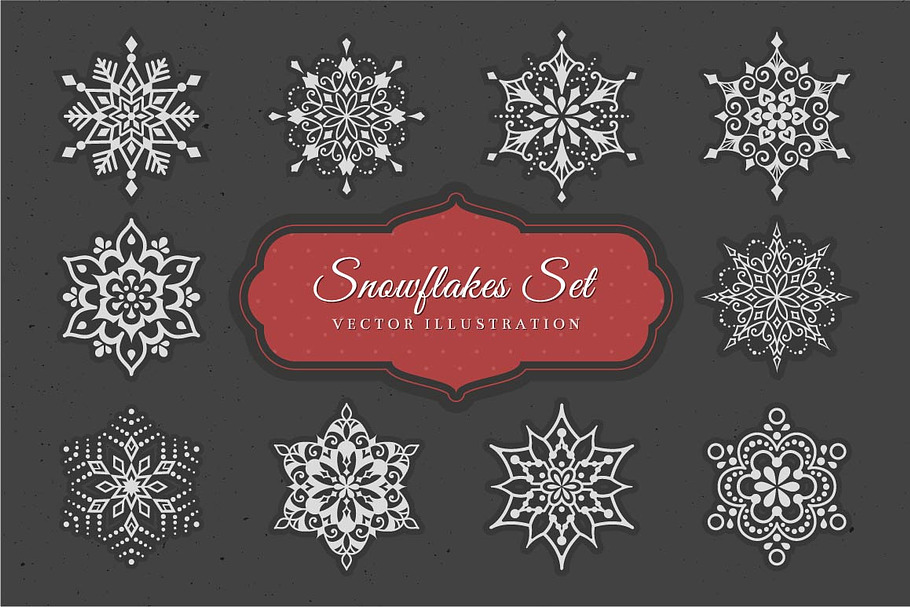 Snowflakes Set in Illustrations - product preview 8