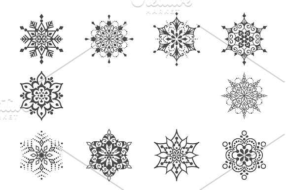 Snowflakes Set in Illustrations - product preview 1