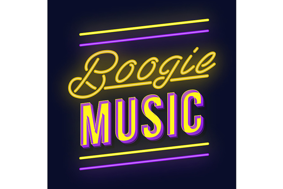 Boogie music vintage 3d lettering