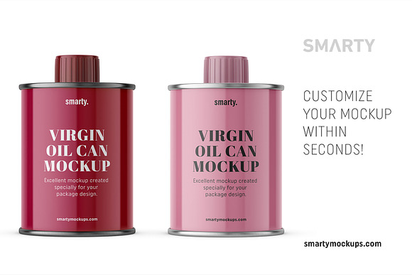 Glossy oil can mockup in Product Mockups - product preview 3