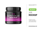 Glossy nutrition jar mockup
