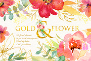 Gold & Flower Watercolor set