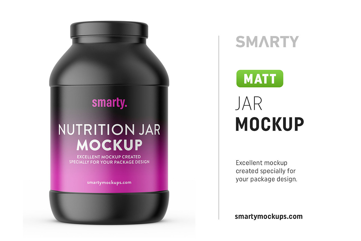 Matt nutrition jar mockup in Product Mockups - product preview 8