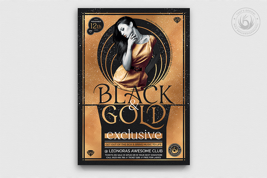 Black and Gold Flyer Template V20 in Flyer Templates - product preview 8