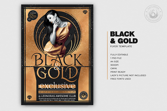 Black and Gold Flyer Template V20 in Flyer Templates - product preview 1