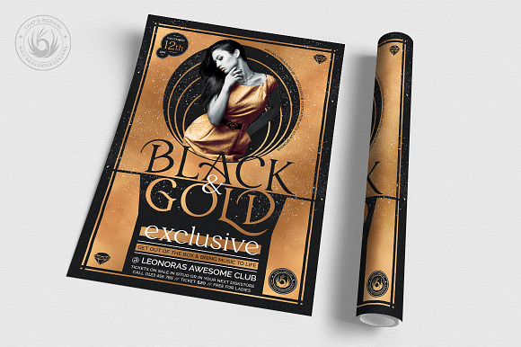 Black and Gold Flyer Template V20 in Flyer Templates - product preview 2
