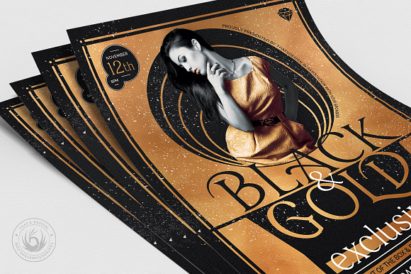 Black and Gold Flyer Template V20 in Flyer Templates - product preview 4