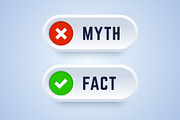 Myth and fact buttons in 3d style