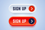Sign up buttons in 3d style with