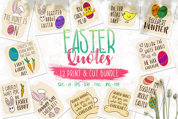 Easter Quotes Clipart Bundle - SVGs