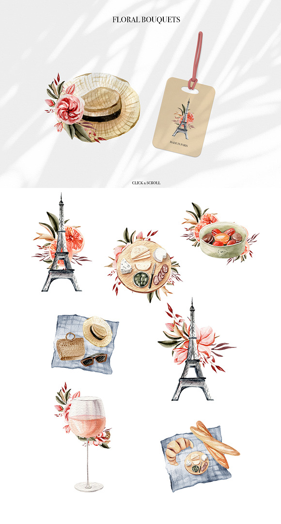 Spring in Paris Watercolor art in Illustrations - product preview 6
