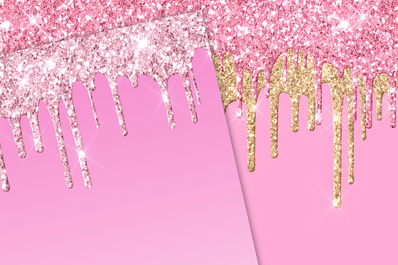 Pink & Gold Glitter Drips in Textures - product preview 1