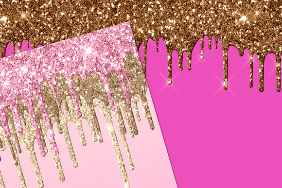 Pink & Gold Glitter Drips in Textures - product preview 3