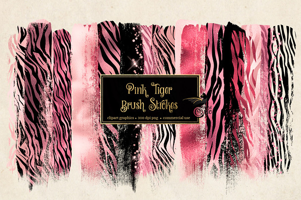Pink Tiger Brush Strokes Clipart