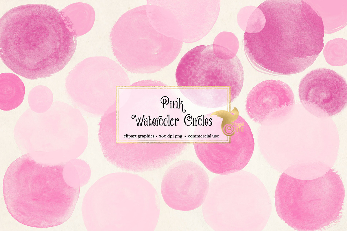 Pink Watercolor Circles Clipart in Illustrations - product preview 8