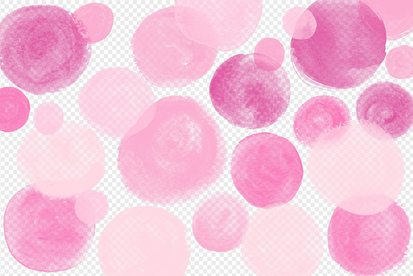 Pink Watercolor Circles Clipart in Illustrations - product preview 1