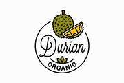 Durian fruit logo. Round linear logo