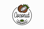 Coconut fruit logo. Round linear.
