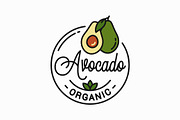 Avocado fruit logo. Round linear.