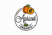 Apricot fruit logo. Round linear.