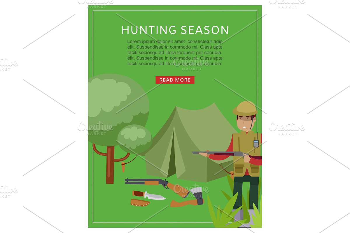 Hunting season in forest banner with in Illustrations - product preview 8