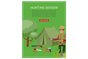 Hunting season in forest banner with