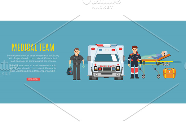 Medical team ambulance, doctors