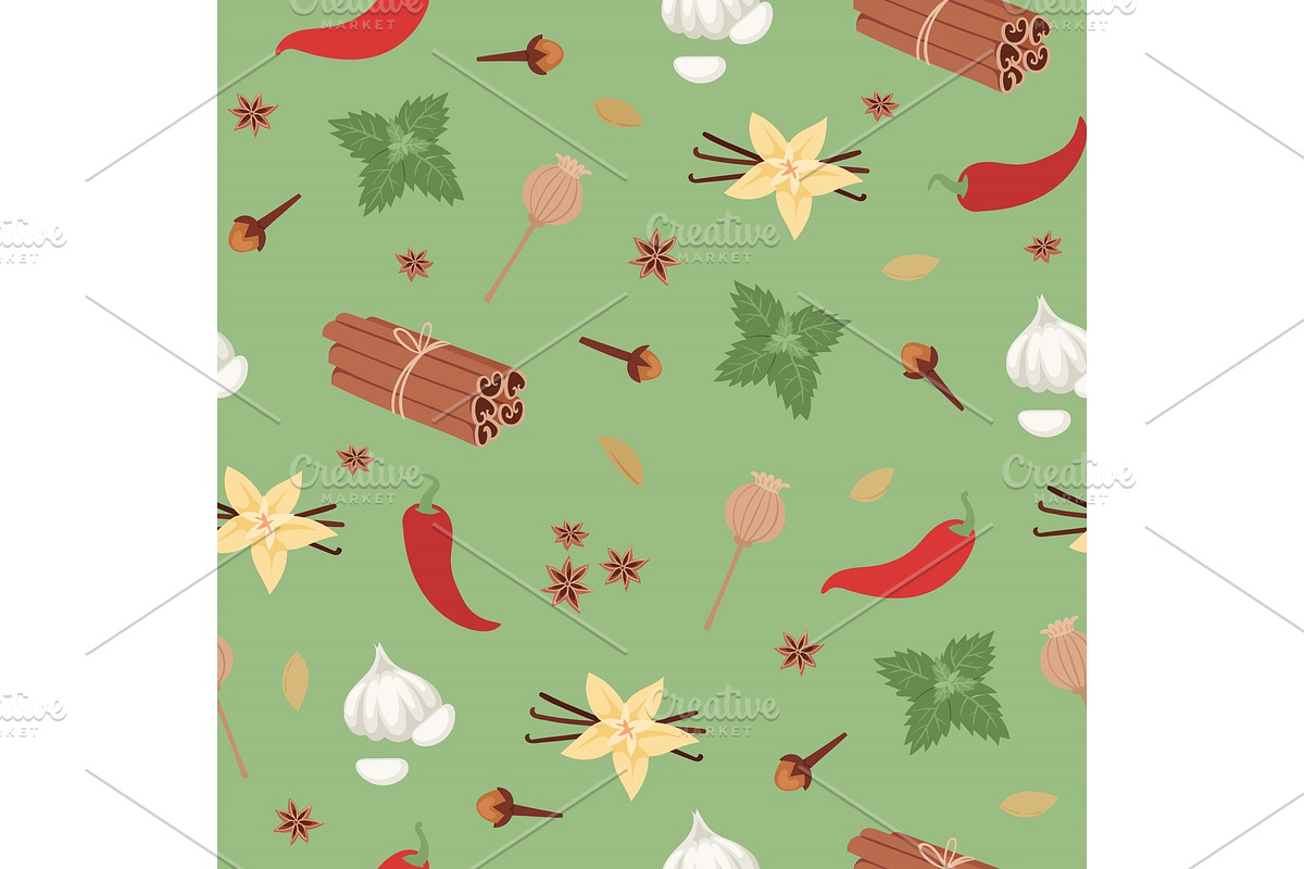 Spices seamless pattern spicy aroma in Illustrations - product preview 8
