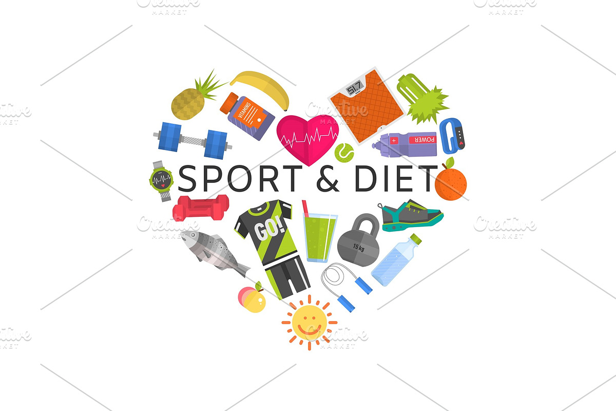 Sport and diet healthy lifestyle in Objects - product preview 8