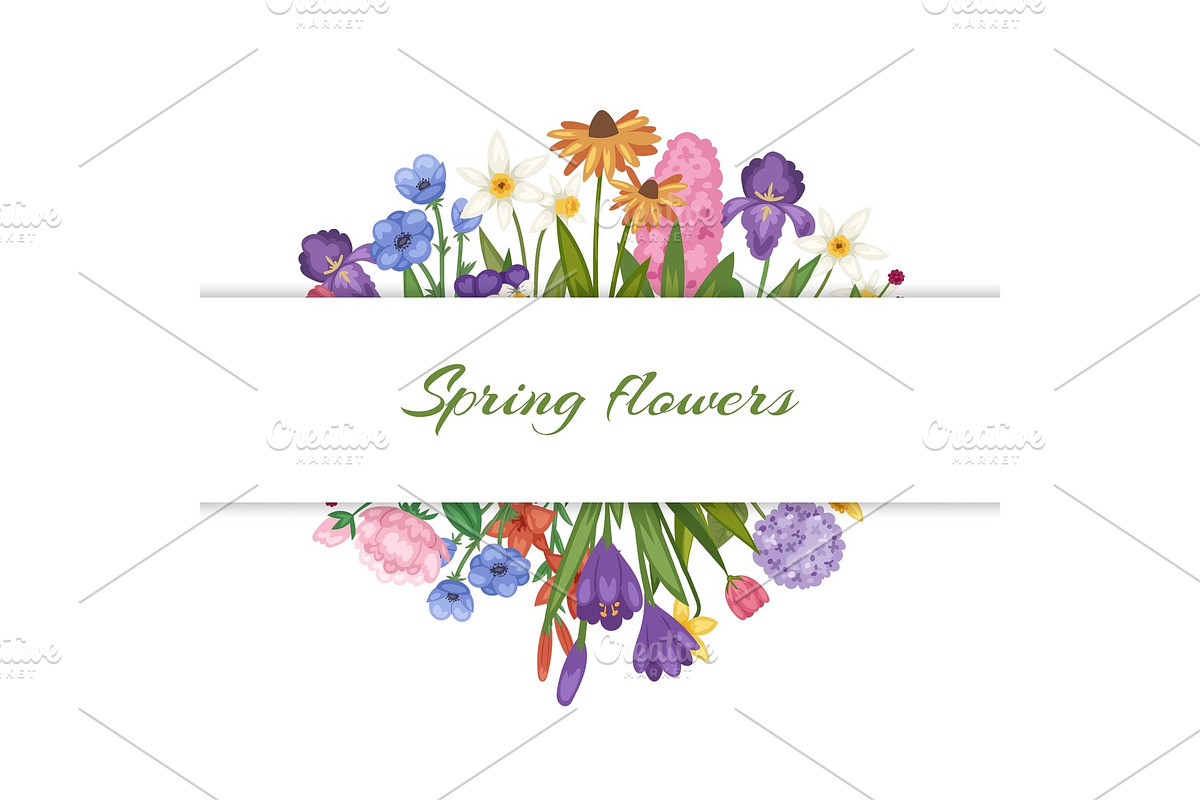 Spring flowers, floral card with in Illustrations - product preview 8