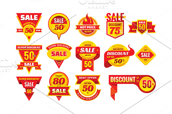Sale & Discount - Vector Badges Set in Graphics - product preview 1