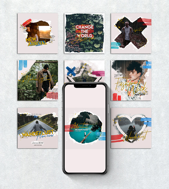 Watercolor Masks Bundle in Instagram Templates - product preview 4