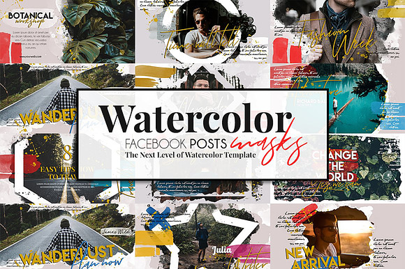 Watercolor Masks Bundle in Instagram Templates - product preview 27