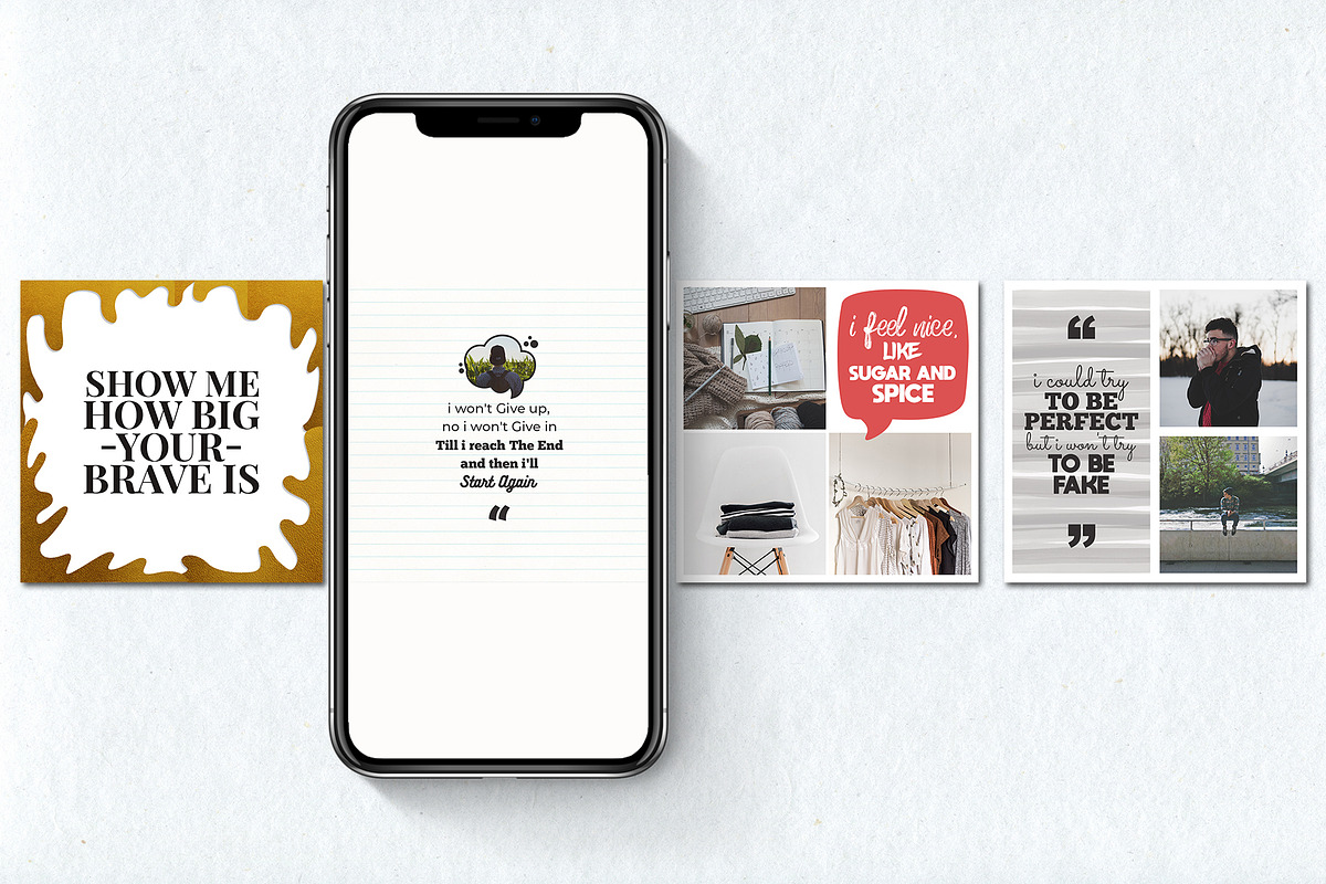 Motivation, Love, Lyrics Quotes Set in Instagram Templates - product preview 8