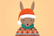 ugly sweater bunny with hat vector