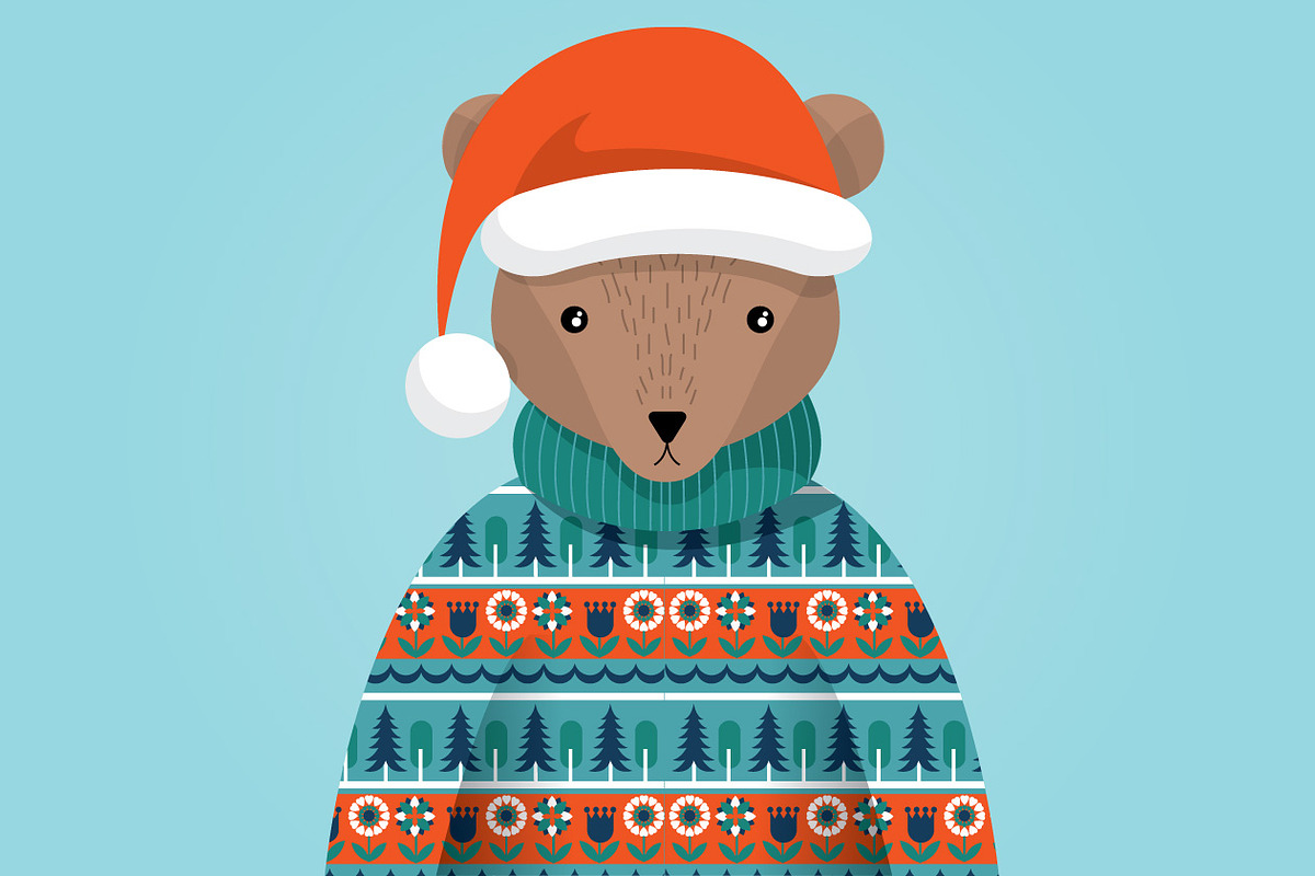 ugly sweater bear with hat vector in Illustrations - product preview 8