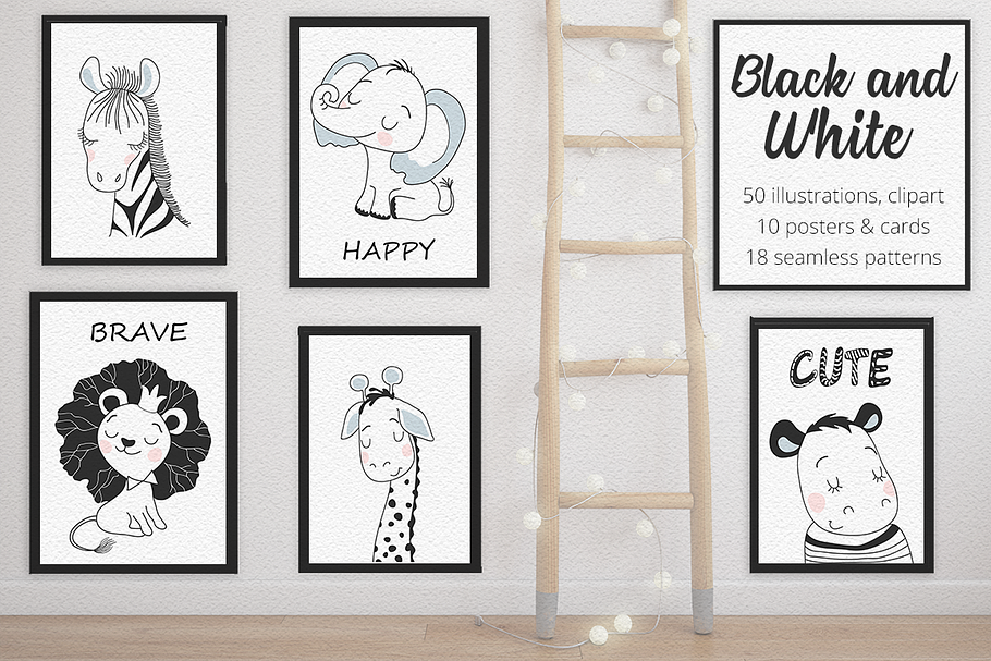 Black and White Illustration Set in Illustrations - product preview 8