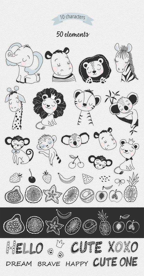 Black and White Illustration Set in Illustrations - product preview 13