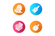 Makeup products glyph icons set