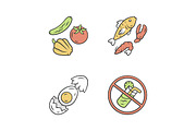 Healthy balanced eating icons set