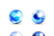 Set of blue glossy marble balls