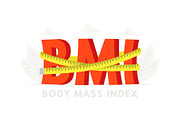 Big word BMI with measuring tape