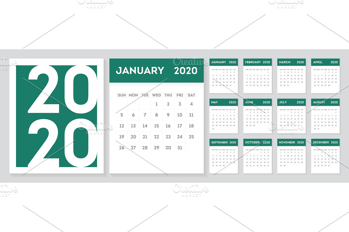 2020 Gregorian calendar design in Textures - product preview 8