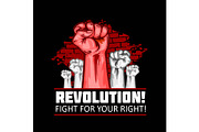 Human Fists Up Revolution - Vector